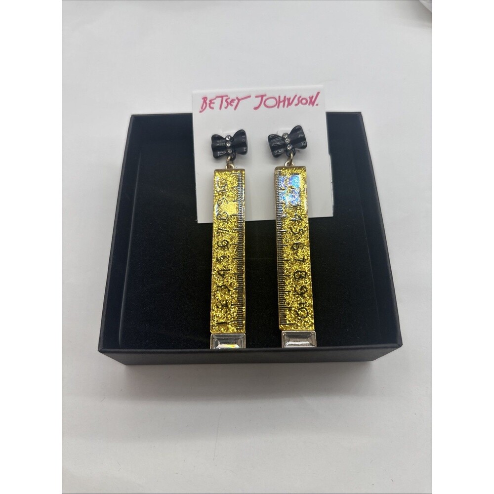 Betsey Johnson Ruler Drop Earrings, Teacher Earrings, Teacher Gift, Math Teacher